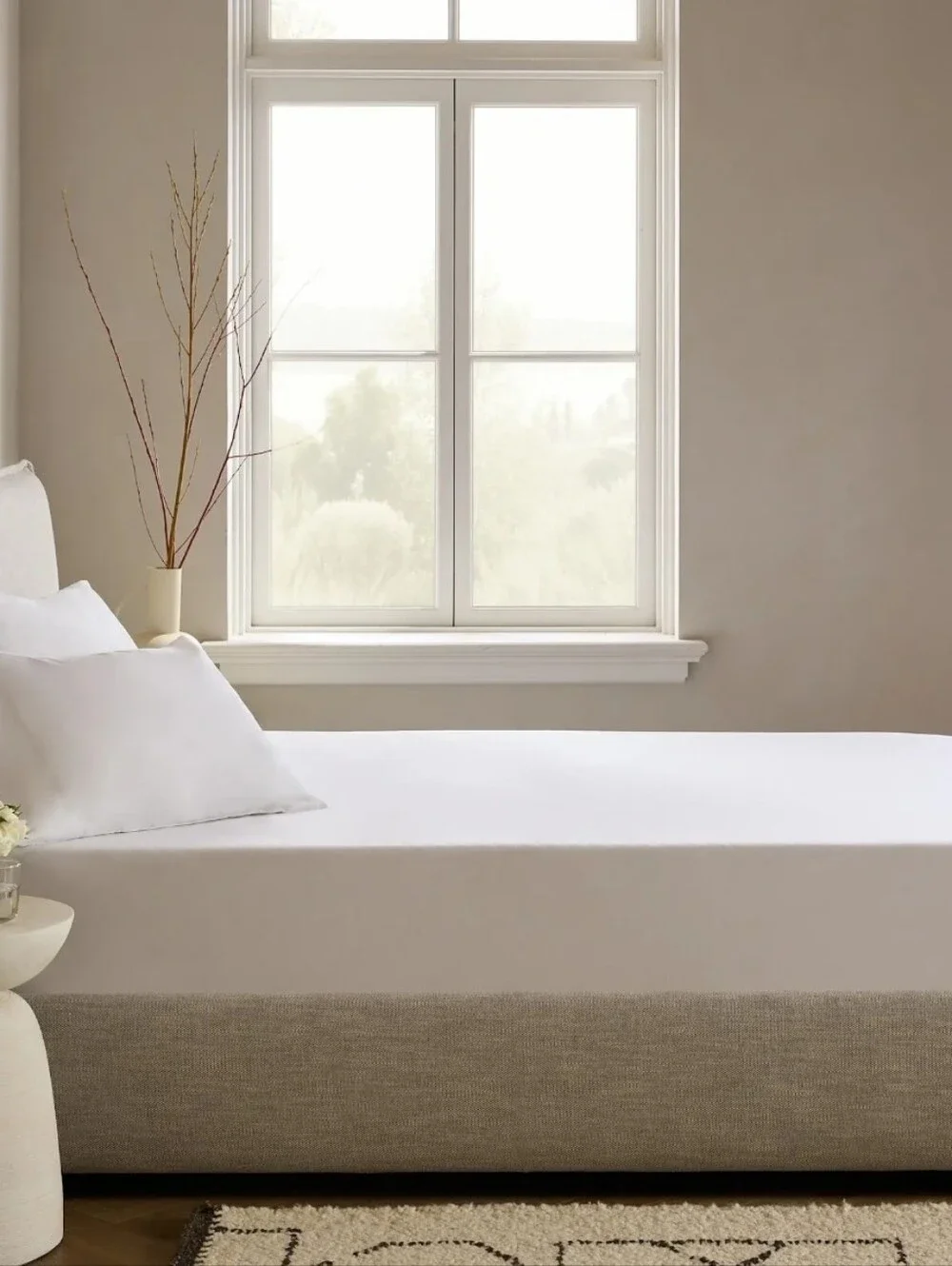 Quince Organic Cotton Percale White/ Sand Sheet & 1 Pillowcase! Twin (236)(READ)